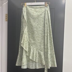 Floral Green Wrap Skirt